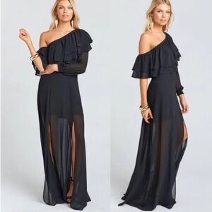NWT Show Me Your Mumu Emma Maxi Ruffle Dress Black XL MR7-1181 BL24